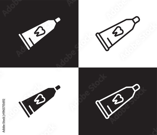 tooth paste icon. Outline and filled tooth paste icon from Hygiene and Sanitation collection. Thin line and Solid vectors isolated on black, white background. Editable tooth paste symbol