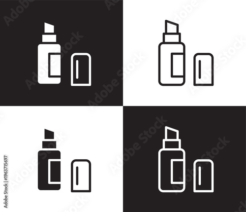 lip balm icon. Outline and filled lip balm icon from Hygiene and Sanitation collection. Thin line and Solid vectors isolated on black, white background. Editable lip balm symbol