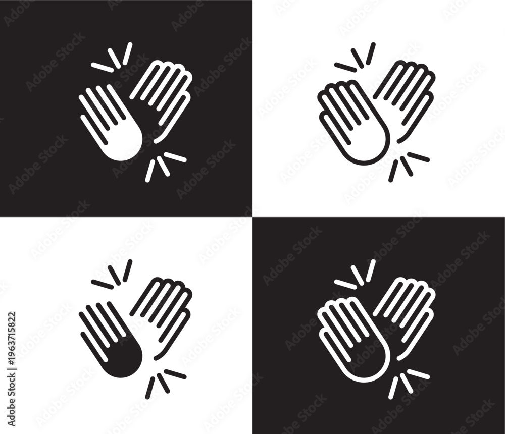 Obraz premium high five icon. Outline and filled high five icon from humans and behavior collection. Thin line and Solid vectors isolated on black, white background. Editable high five symbol