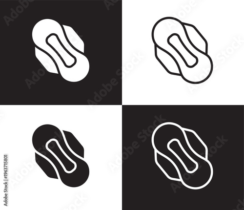 sanitary napkin icon. Outline and filled sanitary napkin icon from Hygiene and Sanitation collection. Thin line and Solid vectors isolated on black, white background. Editable sanitary napkin symbol