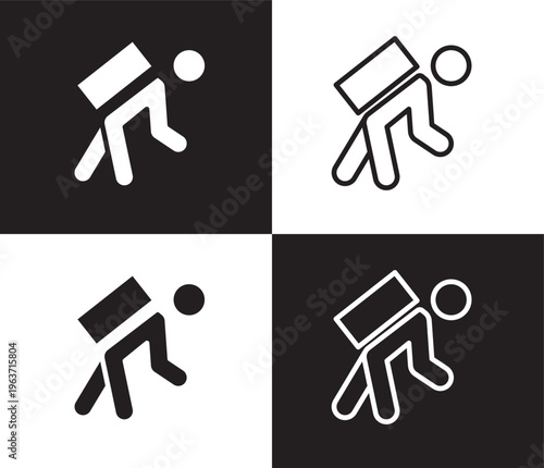 carrying on back icon. Outline and filled carrying on back icon from humans and behavior collection. Thin line and Solid vectors isolated on black, white background. Editable carrying on back symbol