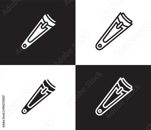 nail clippers icon. Outline and filled nail clippers icon from Hygiene and Sanitation collection. Thin line and Solid vectors isolated on black, white background. Editable nail clippers symbol