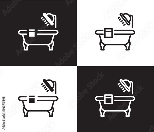 bathroom icon. Outline and filled bathroom icon from Hygiene and Sanitation collection. Thin line and Solid vectors isolated on black, white background. Editable bathroom symbol