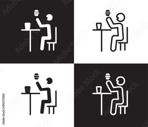 feeding icon. Outline and filled feeding icon from humans and behavior collection. Thin line and Solid vectors isolated on black, white background. Editable feeding symbol
