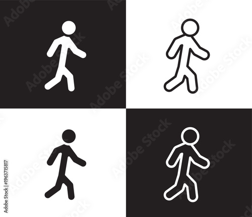 walk icon. Outline and filled walk icon from humans and behavior collection. Thin line and Solid vectors isolated on black, white background. Editable walk symbol