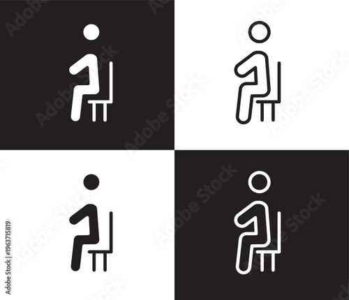sitting down icon. Outline and filled sitting down icon from humans and behavior collection. Thin line and Solid vectors isolated on black, white background. Editable sitting down symbol