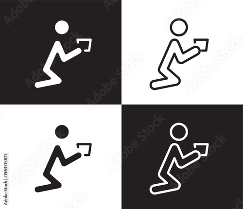 begging icon. Outline and filled begging icon from humans and behavior collection. Thin line and Solid vectors isolated on black, white background. Editable begging symbol