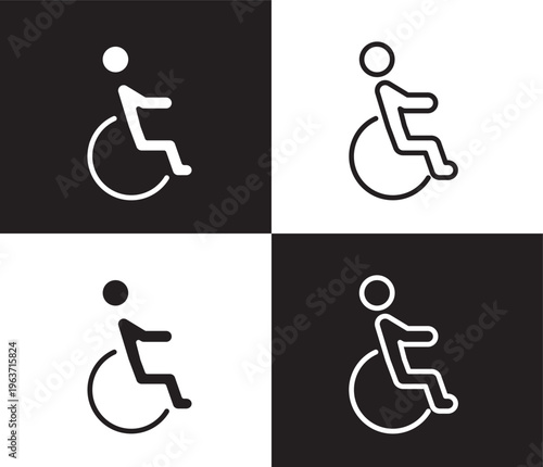 wheel chair icon. Outline and filled wheel chair icon from humans and behavior collection. Thin line and Solid vectors isolated on black, white background. Editable wheel chair symbol