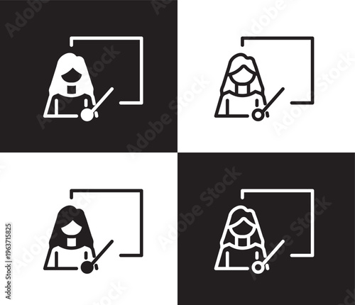teachers icon. Outline and filled teachers icon from humans and behavior collection. Thin line and Solid vectors isolated on black, white background. Editable teachers symbol