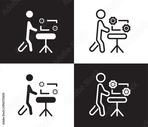 machine repair icon. Outline and filled machine repair icon from humans and behavior collection. Thin line and Solid vectors isolated on black, white background. Editable machine repair symbol