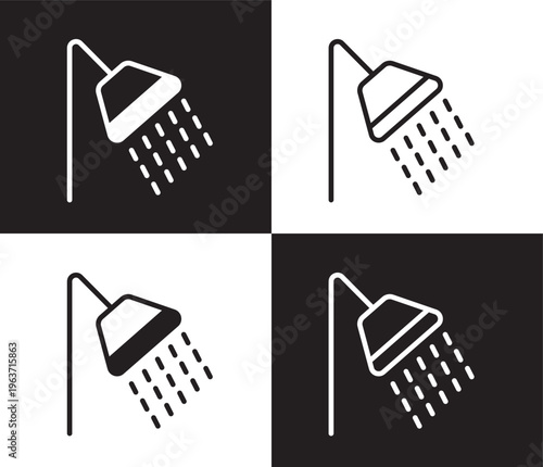 showering icon. Outline and filled showering icon from humans and behavior collection. Thin line and Solid vectors isolated on black, white background. Editable showering symbol