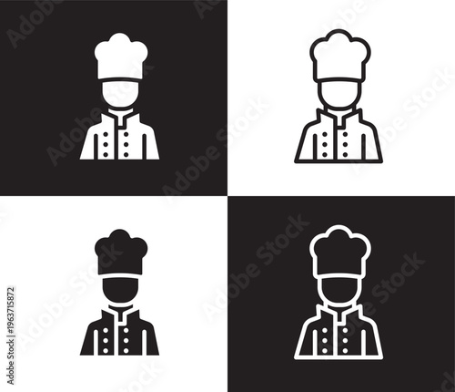 kitchen chef icon. Outline and filled kitchen chef icon from humans and behavior collection. Thin line and Solid vectors isolated on black, white background. Editable kitchen chef symbol