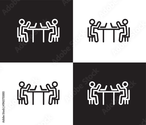 public work icon. Outline and filled public work icon from humans and behavior collection. Thin line and Solid vectors isolated on black, white background. Editable public work symbol