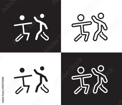 fighting icon. Outline and filled fighting icon from humans and behavior collection. Thin line and Solid vectors isolated on black, white background. Editable fighting symbol