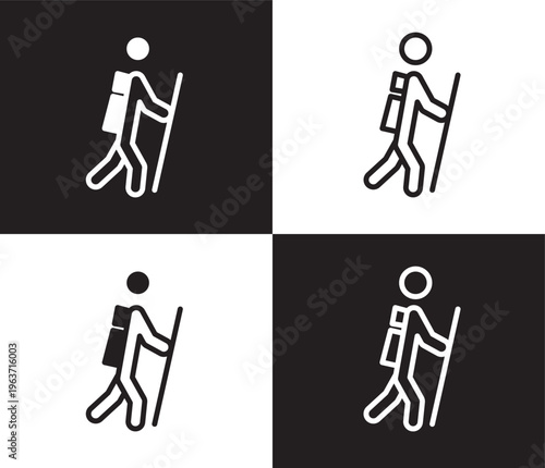 man in hike icon. Outline and filled man in hike icon from humans and behavior collection. Thin line and Solid vectors isolated on black, white background. Editable man in hike symbol