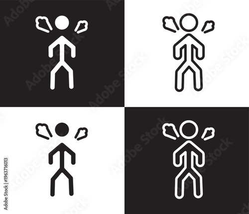 angry man icon. Outline and filled angry man icon from humans and behavior collection. Thin line and Solid vectors isolated on black, white background. Editable angry man symbol