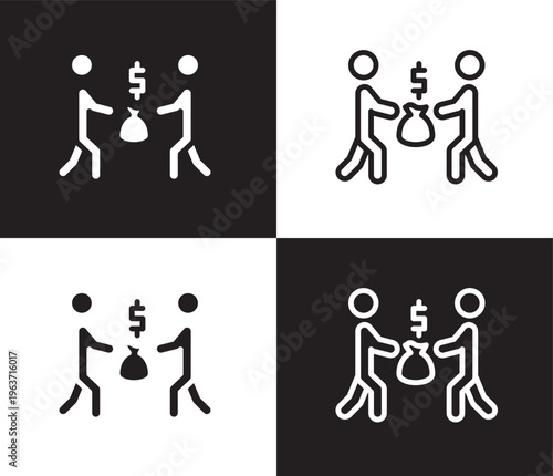 people trading icon. Outline and filled people trading icon from humans and behavior collection. Thin line and Solid vectors isolated on black, white background. Editable people trading symbol
