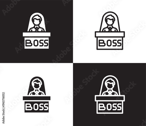 boss icon. Outline and filled boss icon from Human Resources collection. Thin line and Solid vectors isolated on black, white background. Editable boss symbol