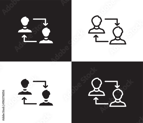 change personal icon. Outline and filled change personal icon from Human Resources collection. Thin line and Solid vectors isolated on black, white background. Editable change personal symbol