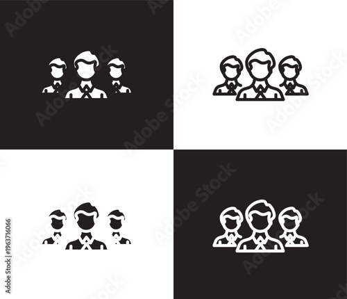 work team icon. Outline and filled work team icon from Human Resources collection. Thin line and Solid vectors isolated on black, white background. Editable work team symbol