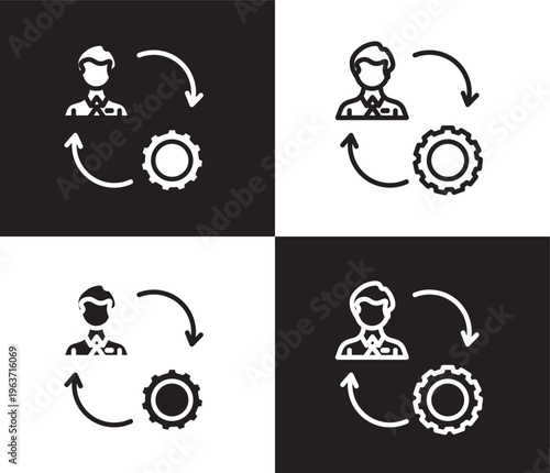change management icon. Outline and filled change management icon from Human Resources collection. Thin line and Solid vectors isolated on black, white background. Editable change management symbol