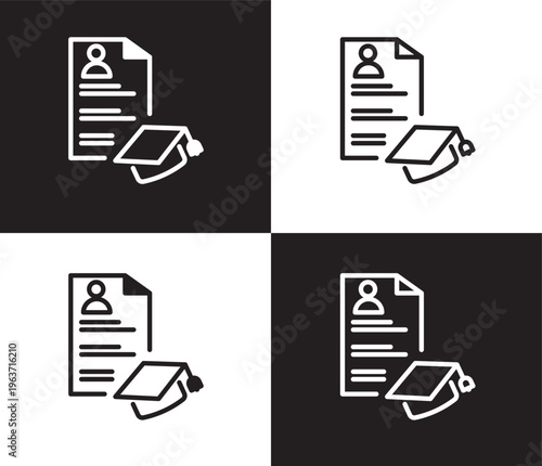 curriculum icon. Outline and filled curriculum icon from Human Resources collection. Thin line and Solid vectors isolated on black, white background. Editable curriculum symbol
