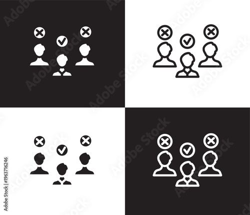 selection process icon. Outline and filled selection process icon from Human Resources collection. Thin line and Solid vectors isolated on black, white background. Editable selection process symbol