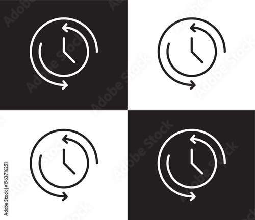 time icon. Outline and filled time icon from Human Resources collection. Thin line and Solid vectors isolated on black, white background. Editable time symbol