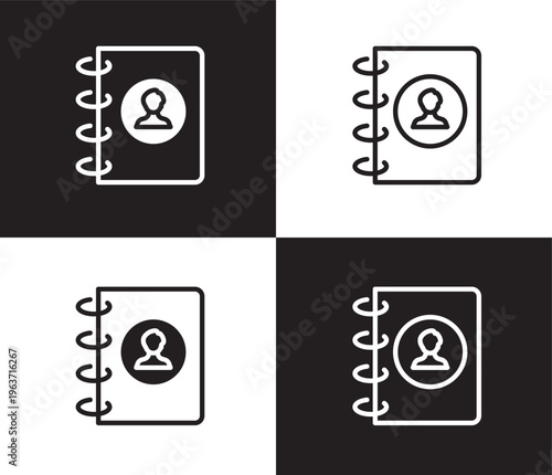 contact icon. Outline and filled contact icon from Human Resources collection. Thin line and Solid vectors isolated on black, white background. Editable contact symbol