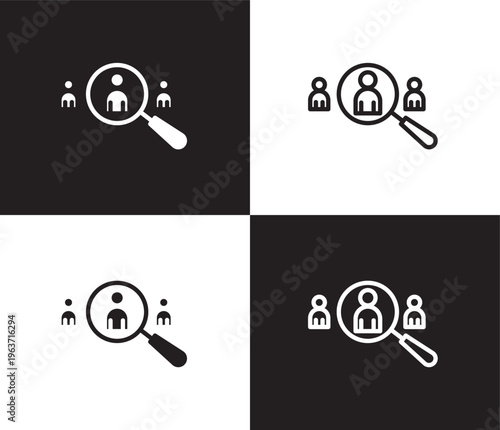 recruitment icon. Outline and filled recruitment icon from Human Resources collection. Thin line and Solid vectors isolated on black, white background. Editable recruitment symbol