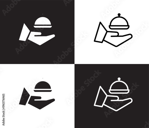 room service icon. Outline and filled room service icon from hotel and restaurant collection. Thin line and Solid vectors isolated on black, white background. Editable room service symbol