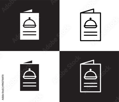 menu icon. Outline and filled menu icon from hotel and restaurant collection. Thin line and Solid vectors isolated on black, white background. Editable menu symbol