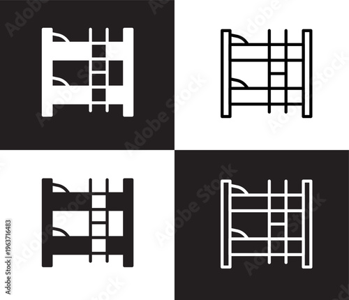 bunk icon. Outline and filled bunk icon from hotel and restaurant collection. Thin line and Solid vectors isolated on black, white background. Editable bunk symbol