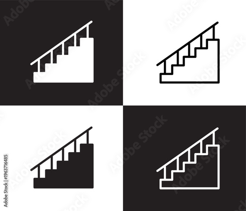 stairway icon. Outline and filled stairway icon from hotel and restaurant collection. Thin line and Solid vectors isolated on black, white background. Editable stairway symbol