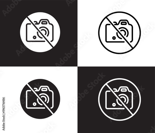 no pictures icon. Outline and filled no pictures icon from hotel and restaurant collection. Thin line and Solid vectors isolated on black, white background. Editable no pictures symbol