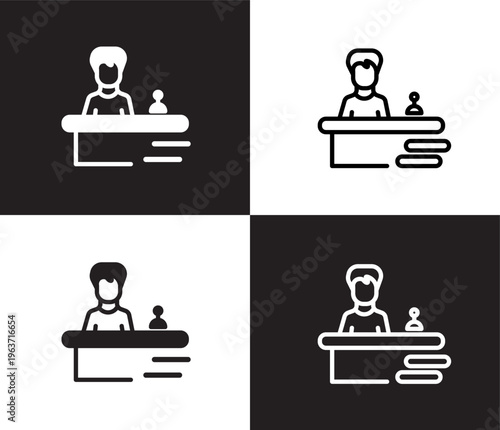 receptionist icon. Outline and filled receptionist icon from hotel and restaurant collection. Thin line and Solid vectors isolated on black, white background. Editable receptionist symbol