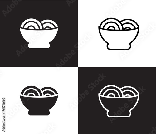ramen icon. Outline and filled ramen icon from hotel and restaurant collection. Thin line and Solid vectors isolated on black, white background. Editable ramen symbol