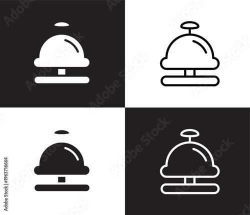 reception bell icon. Outline and filled reception bell icon from hotel and restaurant collection. Thin line and Solid vectors isolated on black, white background. Editable reception bell symbol