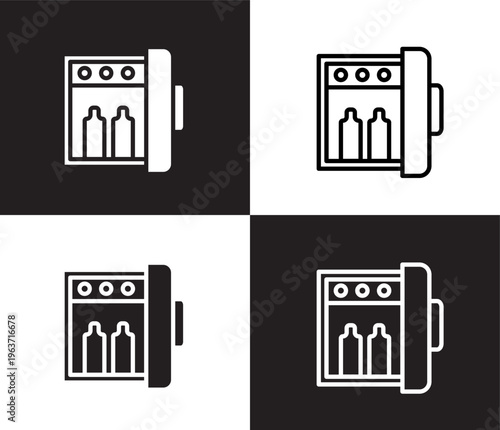 minibar icon. Outline and filled minibar icon from hotel and restaurant collection. Thin line and Solid vectors isolated on black, white background. Editable minibar symbol