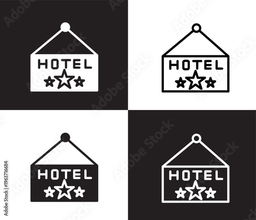 hotel signal icon. Outline and filled hotel signal icon from hotel and restaurant collection. Thin line and Solid vectors isolated on black, white background. Editable hotel signal symbol