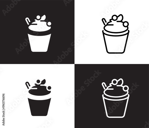frozen yogurt icon. Outline and filled frozen yogurt icon from hotel and restaurant collection. Thin line and Solid vectors isolated on black, white background. Editable frozen yogurt symbol