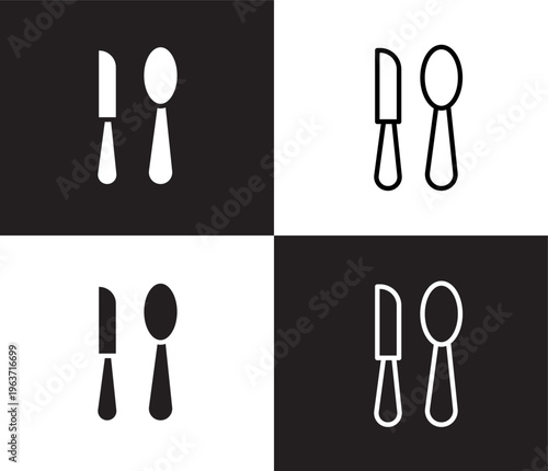 eating utensils icon. Outline and filled eating utensils icon from hotel and restaurant collection. Thin line and Solid vectors isolated on black, white background. Editable eating utensils symbol
