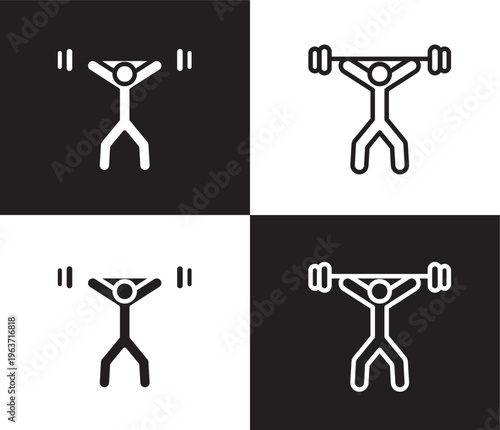 weightlifting icon. Outline and filled weightlifting icon from health and medical collection. Thin line and Solid vectors isolated on black, white background. Editable weightlifting symbol