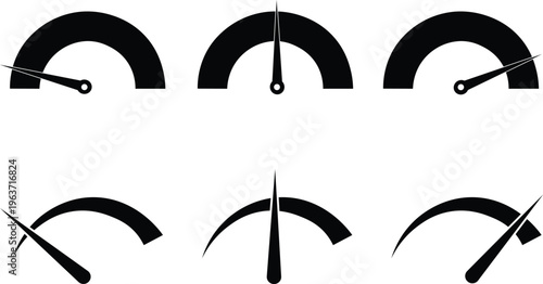 Speedometer and tachometer scale icons showing different performance levels.