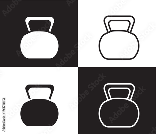 kettlebell icon. Outline and filled kettlebell icon from health and medical collection. Thin line and Solid vectors isolated on black, white background. Editable kettlebell symbol