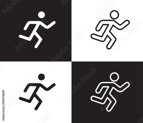 running icon. Outline and filled running icon from health and medical collection. Thin line and Solid vectors isolated on black, white background. Editable running symbol