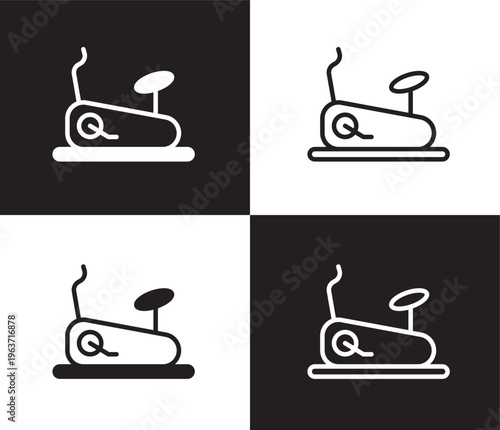 stationary bike icon. Outline and filled stationary bike icon from health and medical collection. Thin line and Solid vectors isolated on black, white background. Editable stationary bike symbol