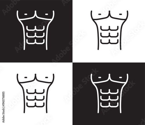 abs icon. Outline and filled abs icon from health and medical collection. Thin line and Solid vectors isolated on black, white background. Editable abs symbol