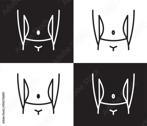 body icon. Outline and filled body icon from health and medical collection. Thin line and Solid vectors isolated on black, white background. Editable body symbol