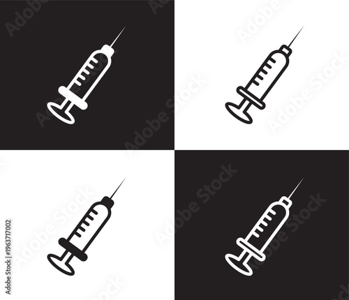 injection icon. Outline and filled injection icon from health and medical collection. Thin line and Solid vectors isolated on black, white background. Editable injection symbol